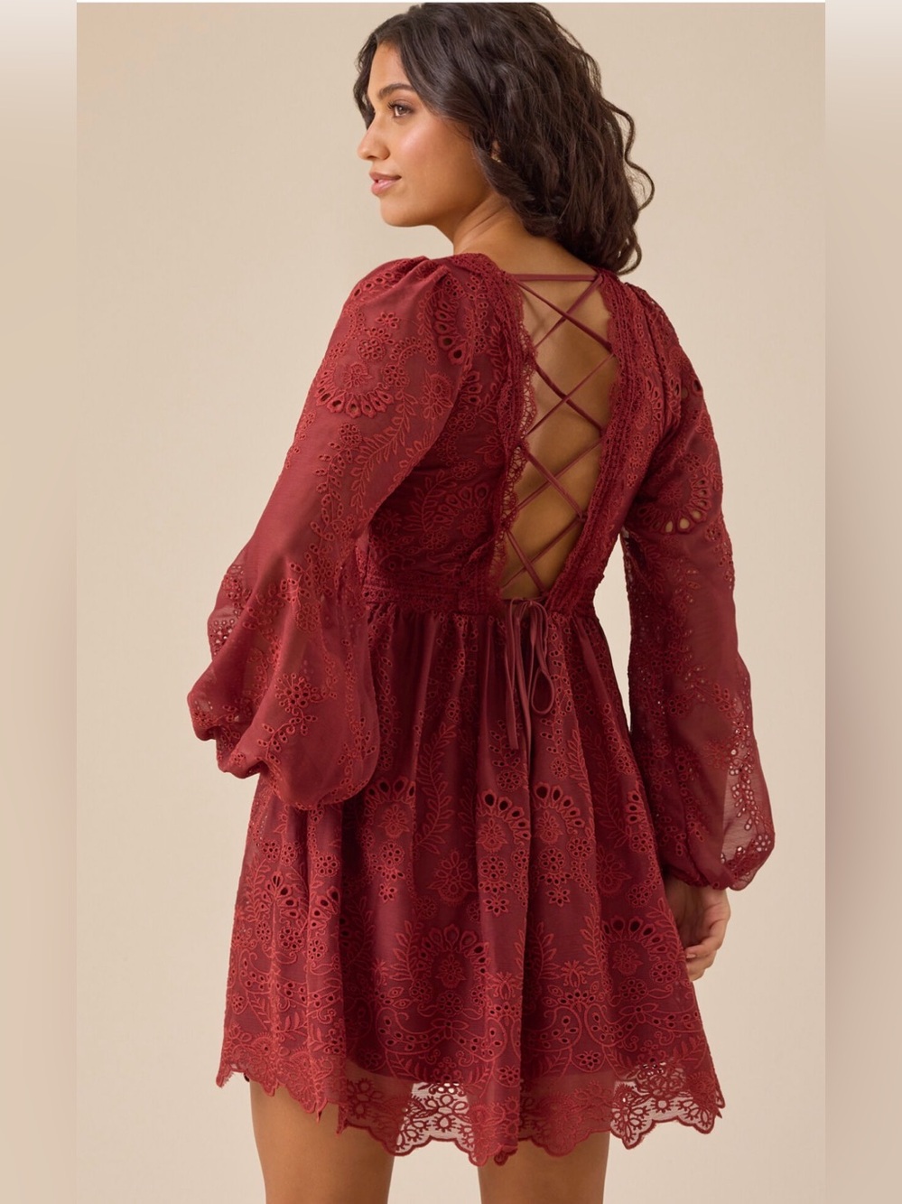 Altar'd State
Eli Long Sleeve Eyelet Mini Dress Size XS NWT